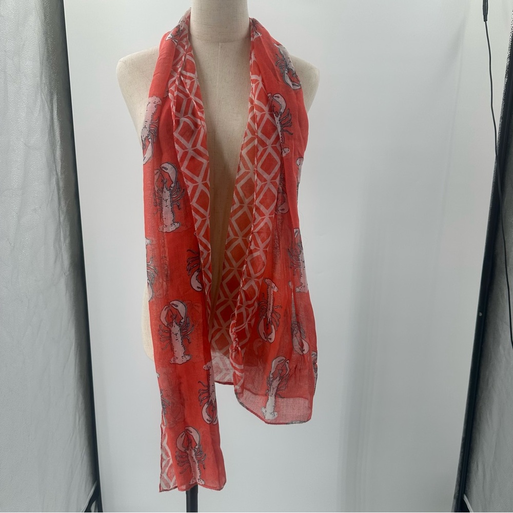 Coral Lobster Print Lightweight Summer  Scarf